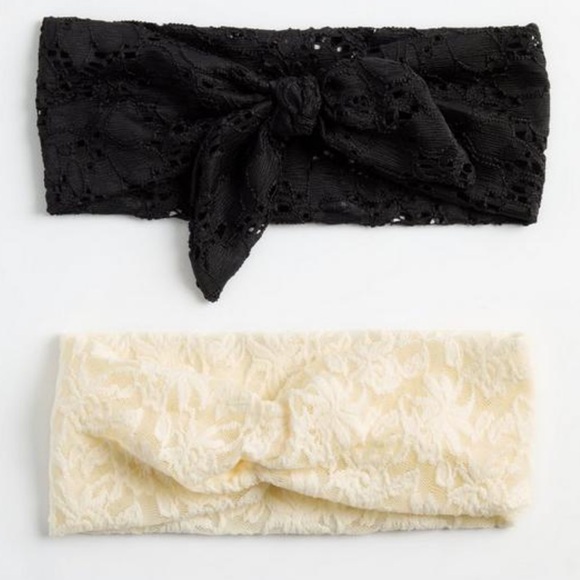 Torrid Set of 2 Lace Headbands Black & Cream NWT - Picture 2 of 8